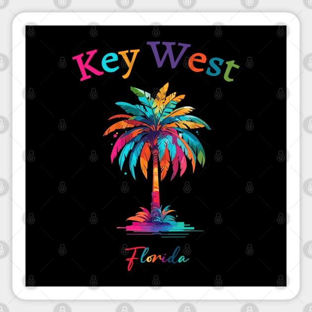 Key West Watercolor Palm Tree Sticker by eighttwentythreetees